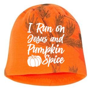 Halloween Season I Run On Jesus And Pumpkin Spice Gift Kati - Camo Knit Beanie