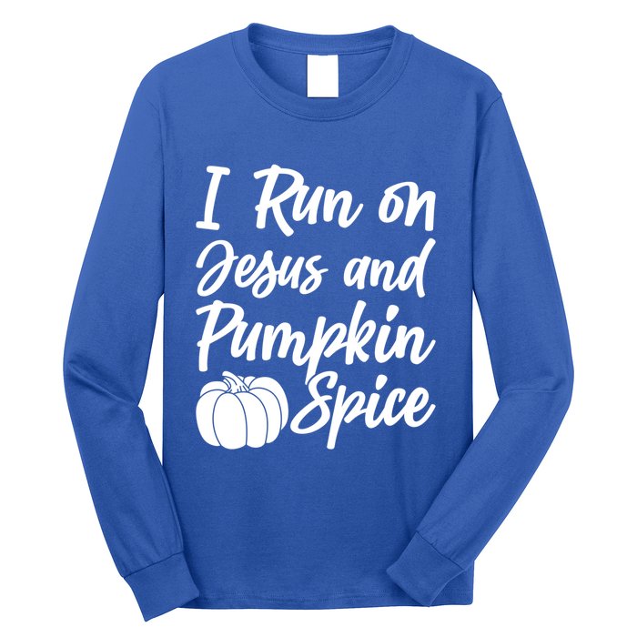 Halloween Season I Run On Jesus And Pumpkin Spice Gift Long Sleeve Shirt