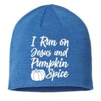 Halloween Season I Run On Jesus And Pumpkin Spice Gift Sustainable Beanie