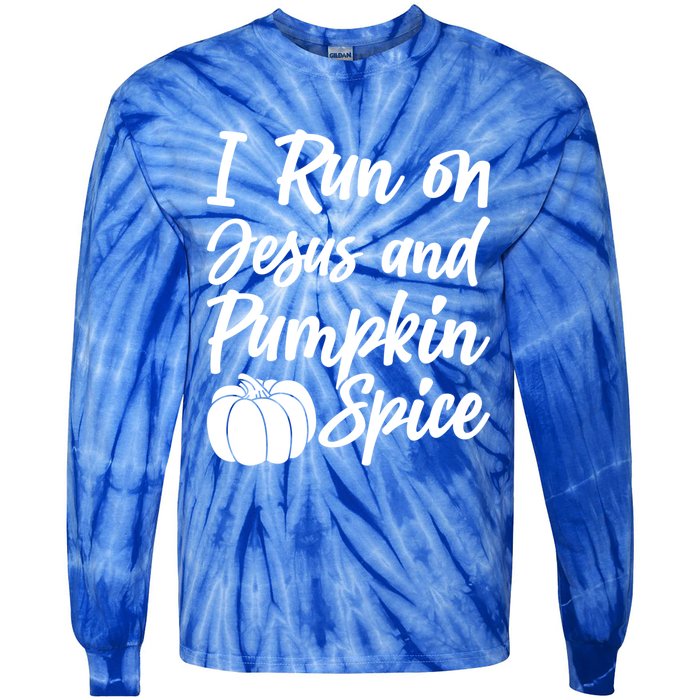 Halloween Season I Run On Jesus And Pumpkin Spice Gift Tie-Dye Long Sleeve Shirt