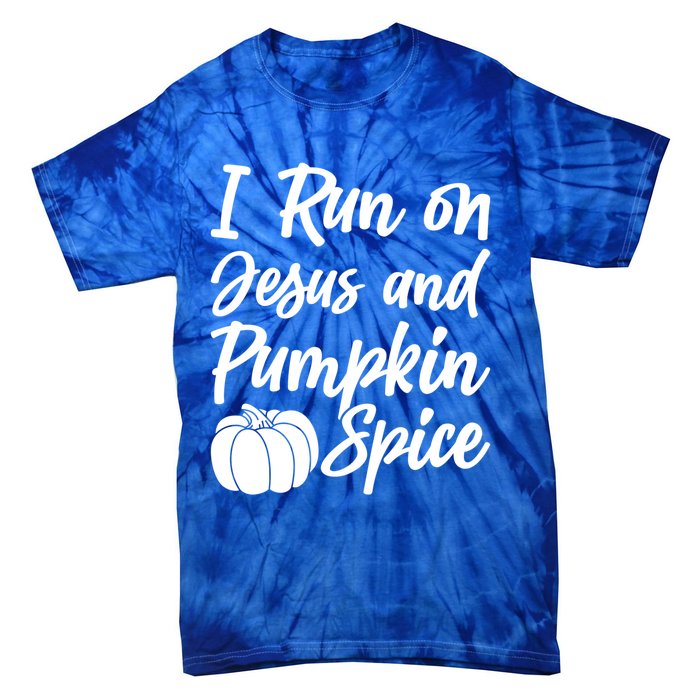 Halloween Season I Run On Jesus And Pumpkin Spice Gift Tie-Dye T-Shirt