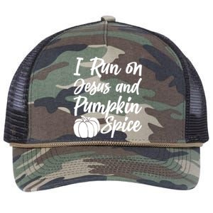 Halloween Season I Run On Jesus And Pumpkin Spice Gift Retro Rope Trucker Hat Cap