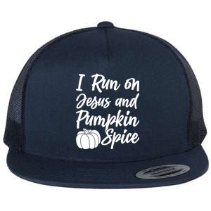 Halloween Season I Run On Jesus And Pumpkin Spice Gift Flat Bill Trucker Hat