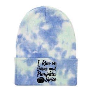 Halloween Season I Run On Jesus And Pumpkin Spice Gift Tie Dye 12in Knit Beanie