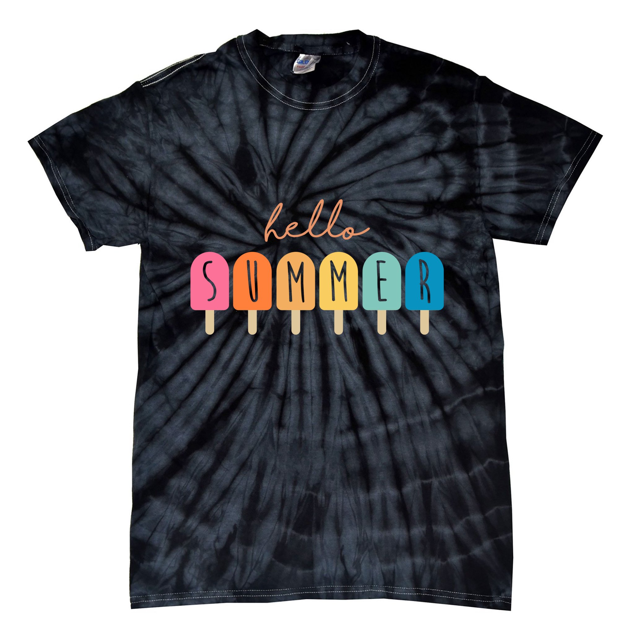 Hello Summer Ice Cream Tie-Dye T-Shirt