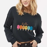 Hello Summer Ice Cream Cropped Pullover Crew