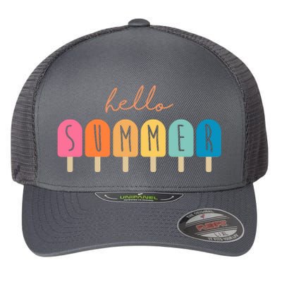 Hello Summer Ice Cream Flexfit Unipanel Trucker Cap