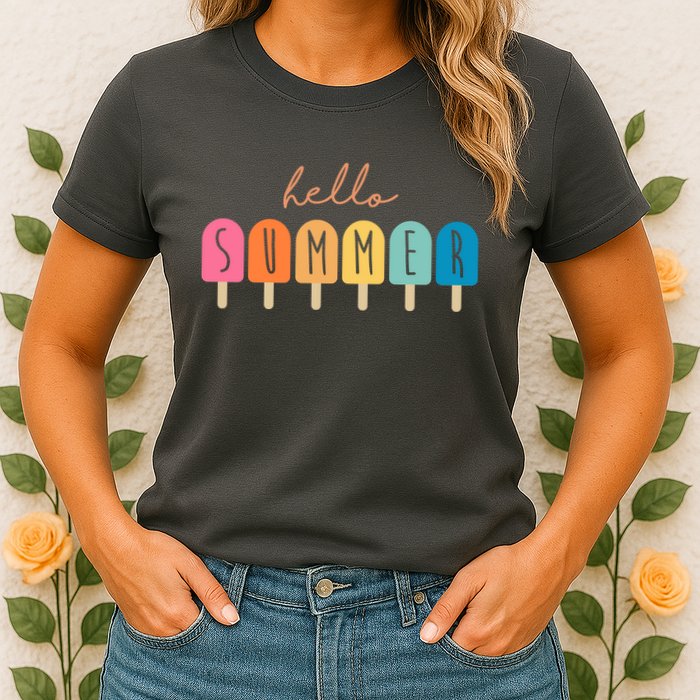 Hello Summer Ice Cream Womens T-Shirt