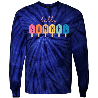 Hello Summer Ice Cream Tie-Dye Long Sleeve Shirt