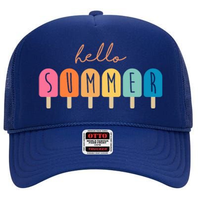 Hello Summer Ice Cream High Crown Mesh Back Trucker Hat