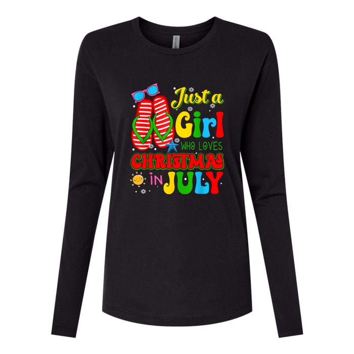 Hello Summer Just A Girl Who Loves Christmas In July Gift Womens Cotton Relaxed Long Sleeve T-Shirt