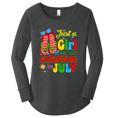 Hello Summer Just A Girl Who Loves Christmas In July Gift Women's Perfect Tri Tunic Long Sleeve Shirt