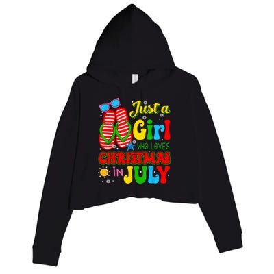 Hello Summer Just A Girl Who Loves Christmas In July Gift Crop Fleece Hoodie