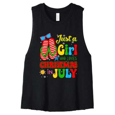 Hello Summer Just A Girl Who Loves Christmas In July Gift Women's Racerback Cropped Tank