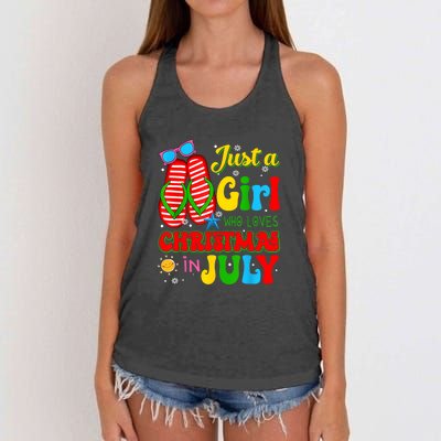 Hello Summer Just A Girl Who Loves Christmas In July Gift Women's Knotted Racerback Tank