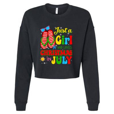 Hello Summer Just A Girl Who Loves Christmas In July Gift Cropped Pullover Crew