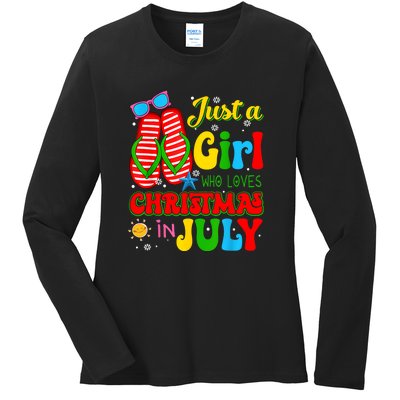 Hello Summer Just A Girl Who Loves Christmas In July Gift Ladies Long Sleeve Shirt