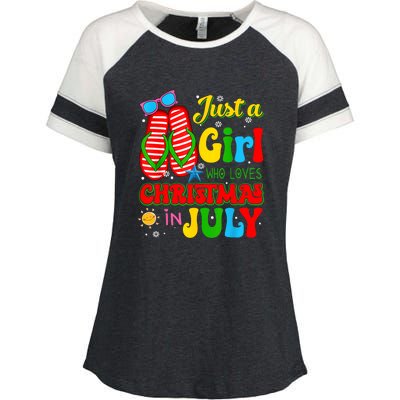 Hello Summer Just A Girl Who Loves Christmas In July Gift Enza Ladies Jersey Colorblock Tee