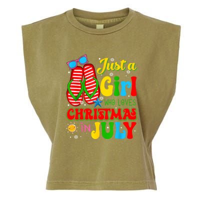 Hello Summer Just A Girl Who Loves Christmas In July Gift Garment-Dyed Women's Muscle Tee