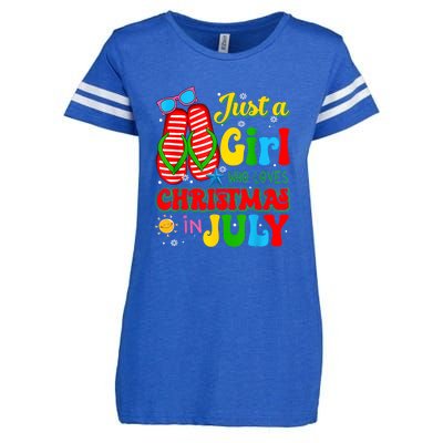 Hello Summer Just A Girl Who Loves Christmas In July Gift Enza Ladies Jersey Football T-Shirt