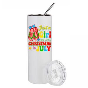 Hello Summer Just A Girl Who Loves Christmas In July Gift Stainless Steel Tumbler