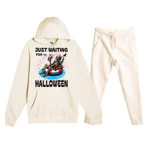 Halloween Skeleton Just Waiting For Halloween Premium Hooded Sweatsuit Set