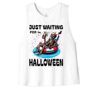 Halloween Skeleton Just Waiting For Halloween Women's Racerback Cropped Tank