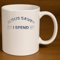 Hilarious & Sarcastic Jesus Saves I Spend 11oz C Handle Ceramic Mug