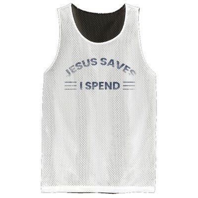 Hilarious & Sarcastic Jesus Saves I Spend Mesh Reversible Basketball Jersey Tank