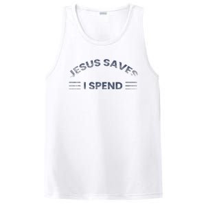 Hilarious & Sarcastic Jesus Saves I Spend PosiCharge Competitor Tank