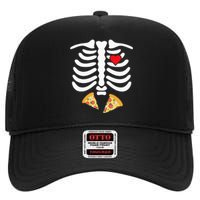 Halloween Skeleton Junk Food Belly Pizza High Crown Mesh Back Trucker Hat