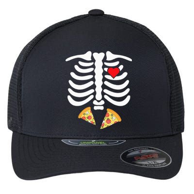 Halloween Skeleton Junk Food Belly Pizza Flexfit Unipanel Trucker Cap