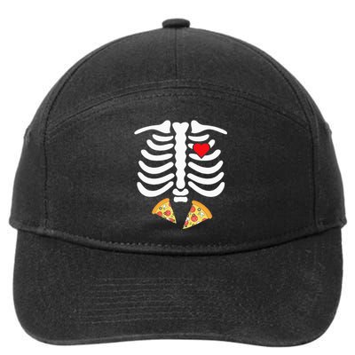 Halloween Skeleton Junk Food Belly Pizza 7-Panel Snapback Hat