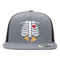 Halloween Skeleton Junk Food Belly Pizza Flat Bill Trucker Hat