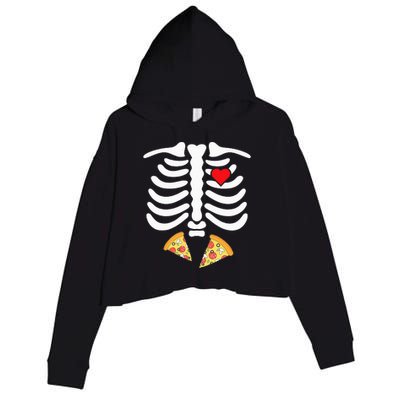 Halloween Skeleton Junk Food Belly Pizza Crop Fleece Hoodie