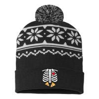 Halloween Skeleton Junk Food Belly Pizza USA-Made Snowflake Beanie