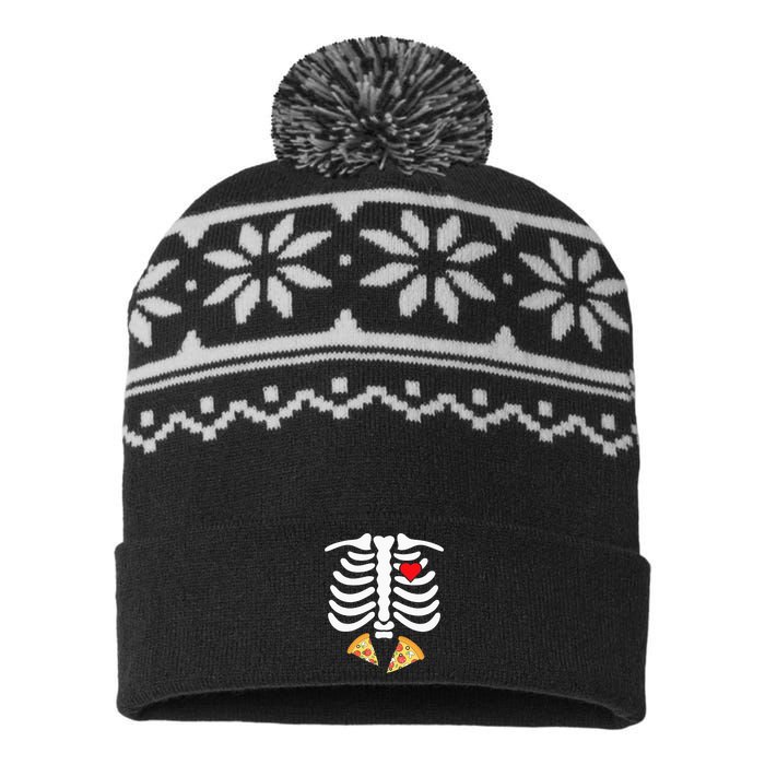 Halloween Skeleton Junk Food Belly Pizza USA-Made Snowflake Beanie