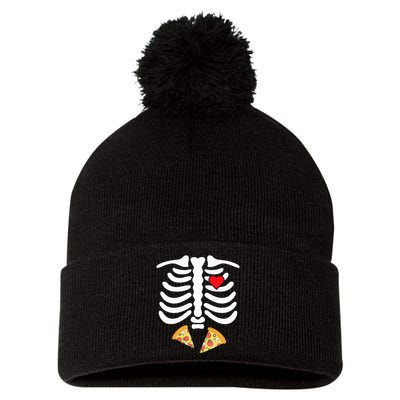 Halloween Skeleton Junk Food Belly Pizza Pom Pom 12in Knit Beanie