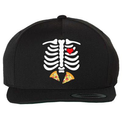 Halloween Skeleton Junk Food Belly Pizza Wool Snapback Cap