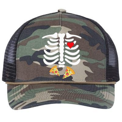 Halloween Skeleton Junk Food Belly Pizza Retro Rope Trucker Hat Cap