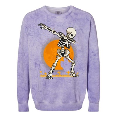 Halloween Shirts Kids Girl Dabbing Skeleton Costume Colorblast Crewneck Sweatshirt