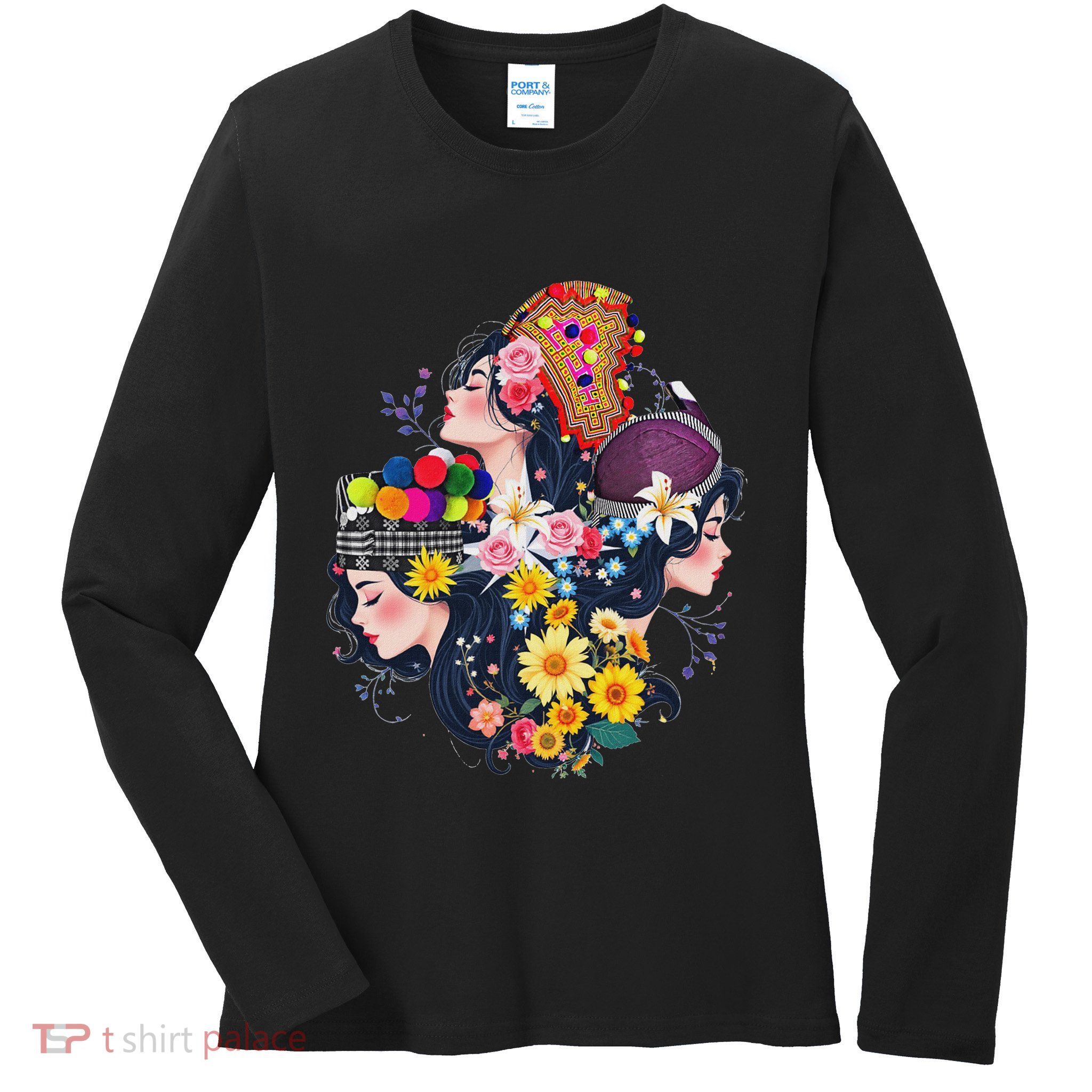 Hmong Sisters Kuv Yog Hmong Proud To Hmong Sisters Forever Ladies Long Sleeve Shirt