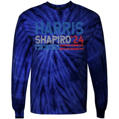 Harris Shapiro2024 Kamala Harris Josh Shapiro 24 Tie-Dye Long Sleeve Shirt