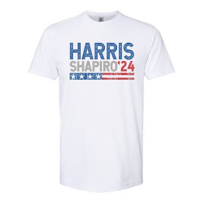 Harris Shapiro2024 Kamala Harris Josh Shapiro 24 Softstyle CVC T-Shirt