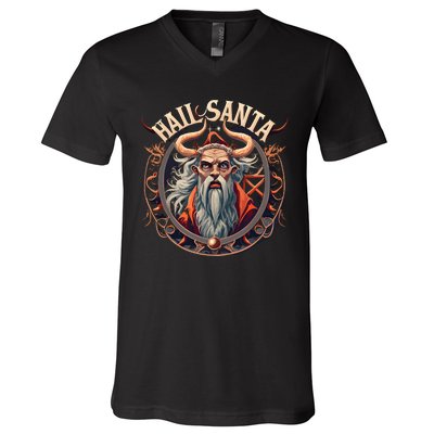 Hail Santa Krampus Gothic Christmas V-Neck T-Shirt