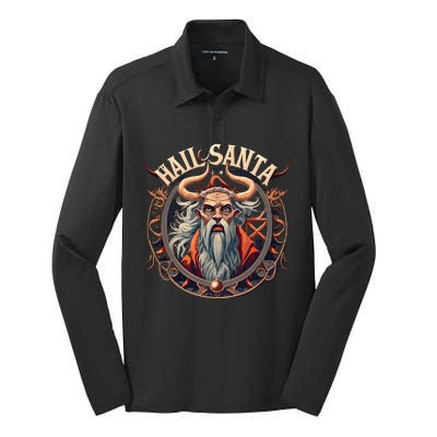 Hail Santa Krampus Gothic Christmas Silk Touch Performance Long Sleeve Polo