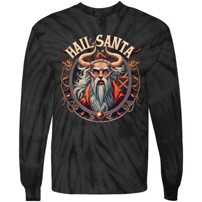 Hail Santa Krampus Gothic Christmas Tie-Dye Long Sleeve Shirt