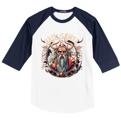 Hail Santa Krampus Gothic Christmas Baseball Sleeve Shirt