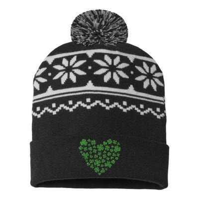 Heart Shamrocks Lucky Clover Saint Patrick's Day Gift Idea USA-Made Snowflake Beanie