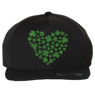 Heart Shamrocks Lucky Clover Saint Patrick's Day Gift Idea Wool Snapback Cap